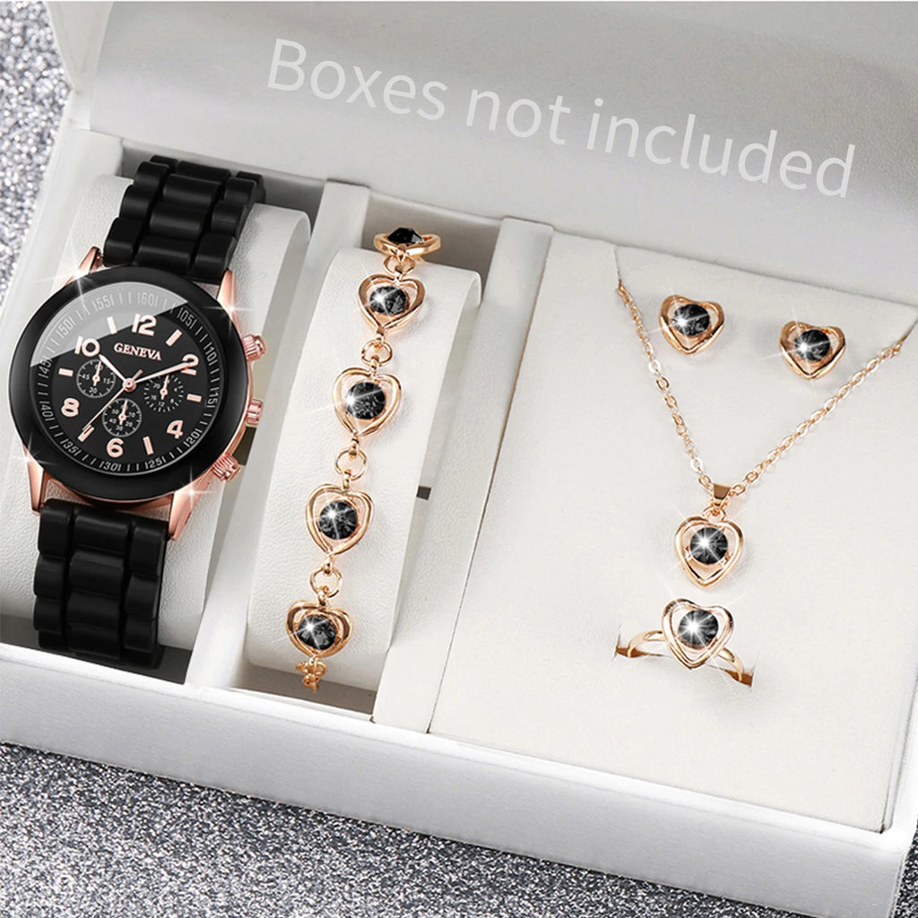 V248 Luxury Women's Quartz Watch & Jewelry Set