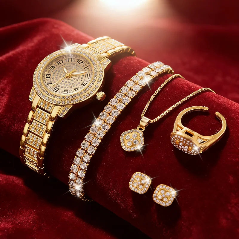 Luxury Women Gold Watch Fashion Ladies Quartz Diamond