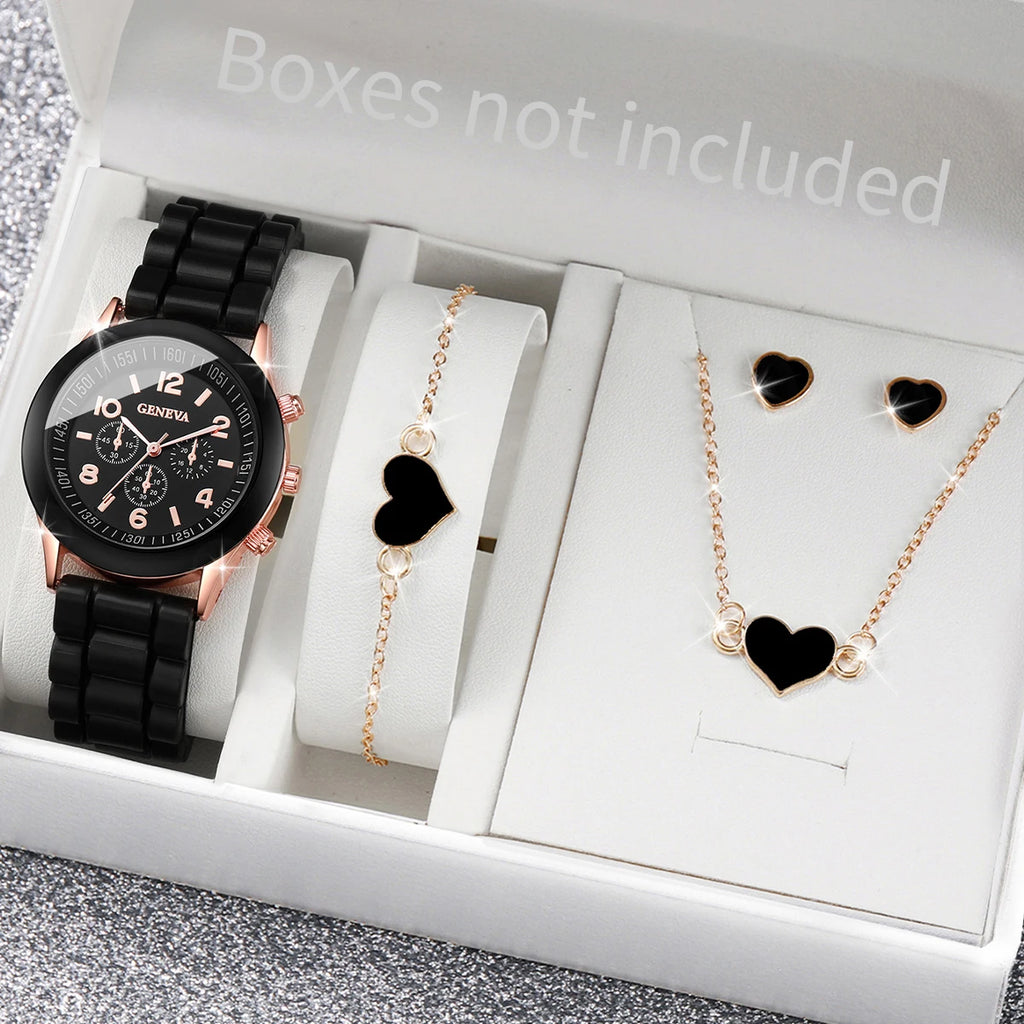 V248 Luxury Women's Quartz Watch & Jewelry Set
