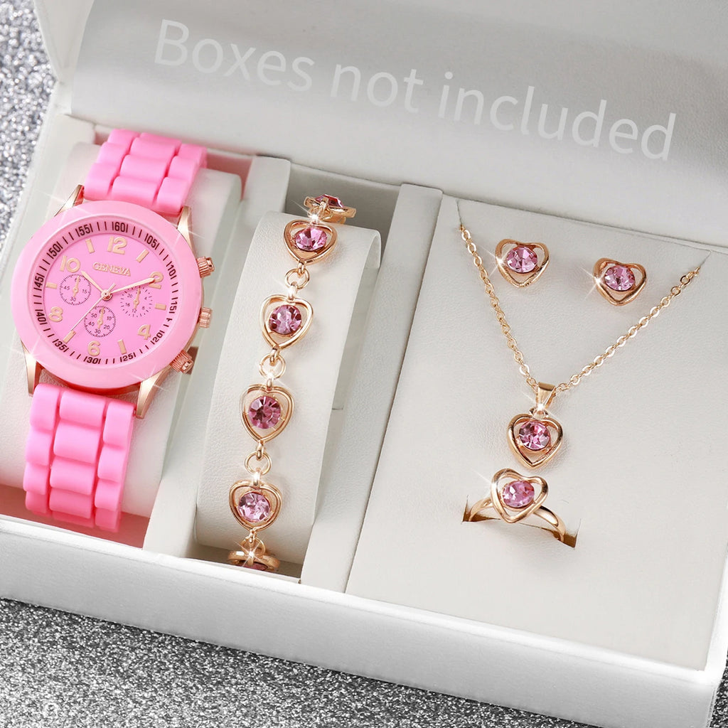 V248 Luxury Women's Quartz Watch & Jewelry Set