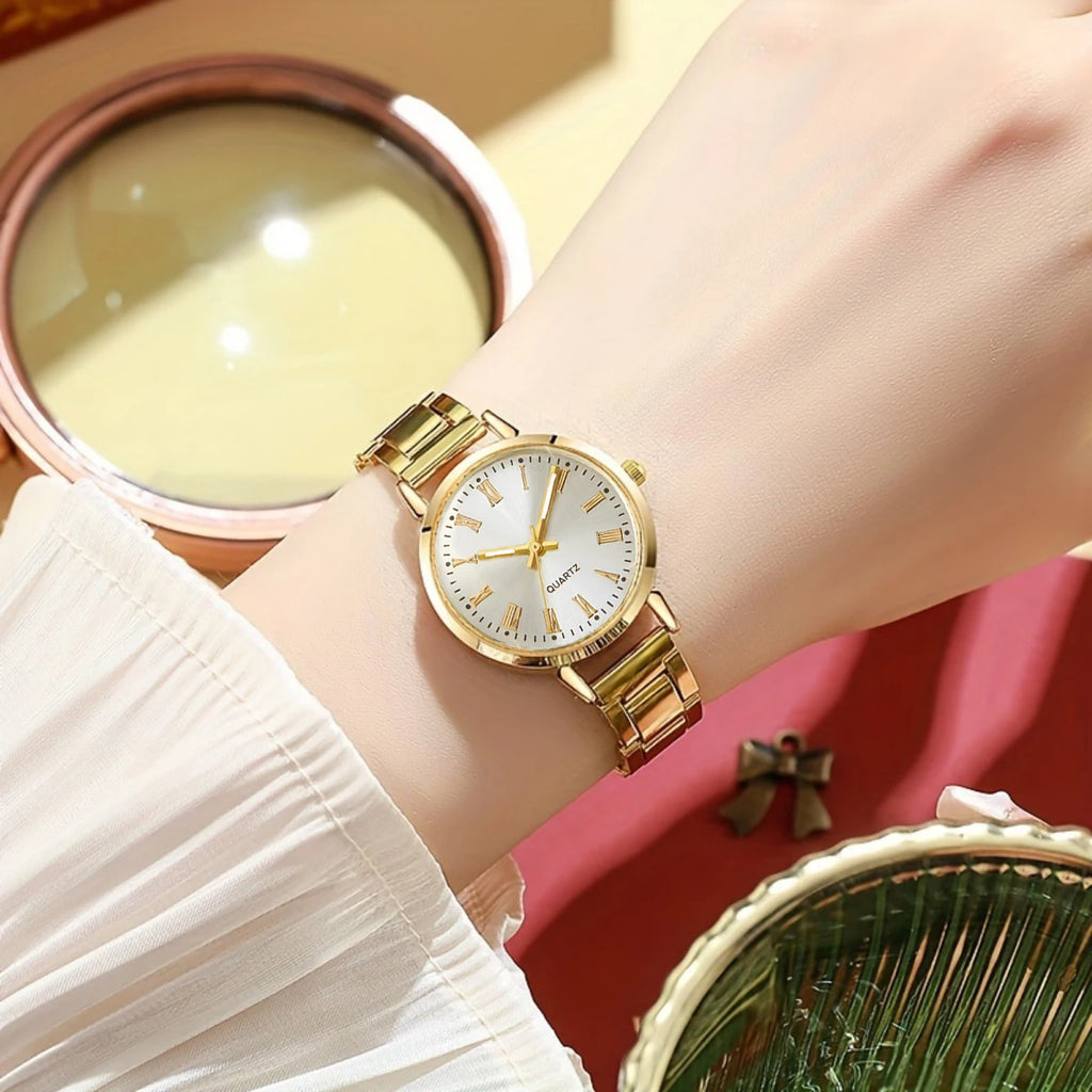 V248 Luxury Women's Watch & Rhinestone Jewelry Set (6-Piece)