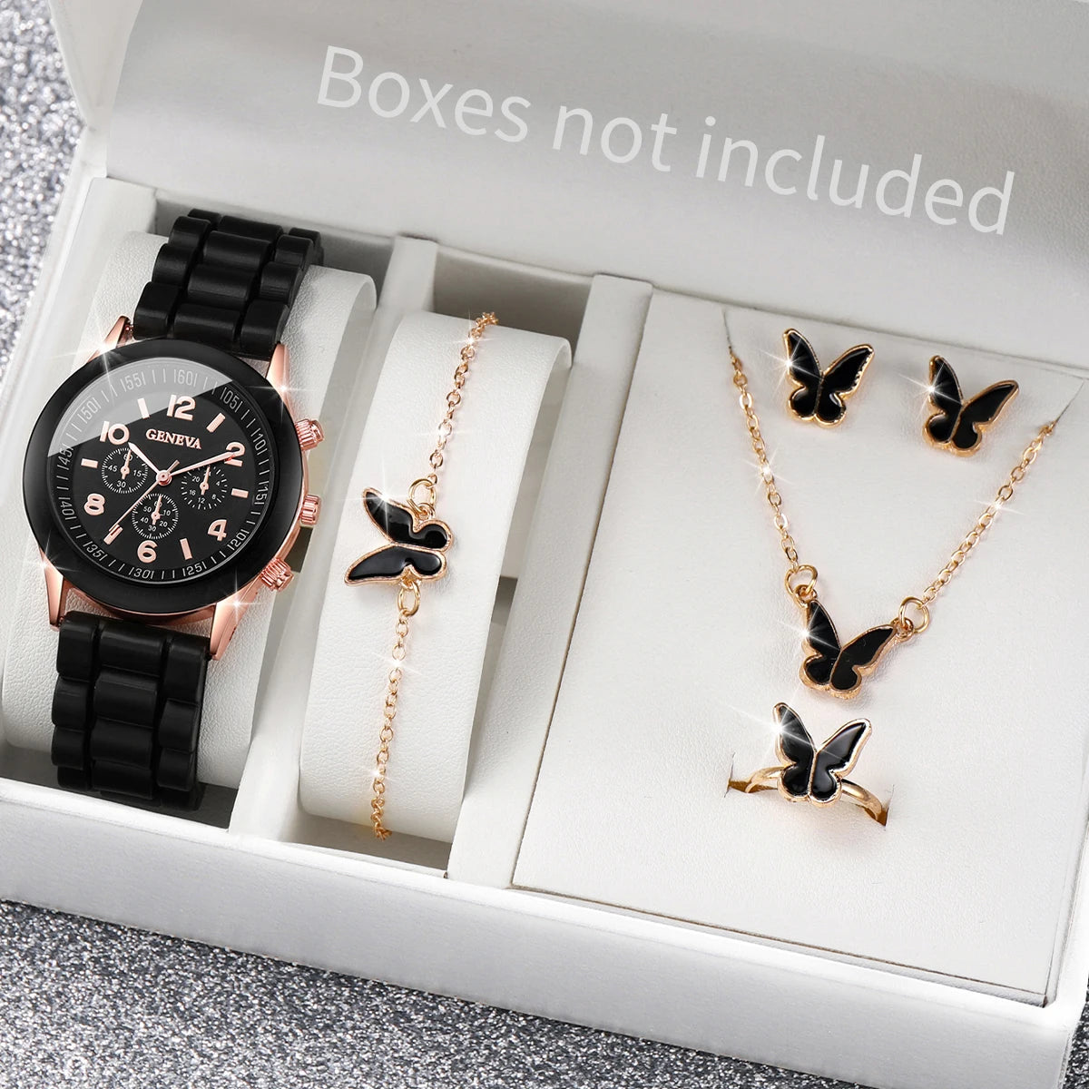 V248 Luxury Women's Quartz Watch & Jewelry Set