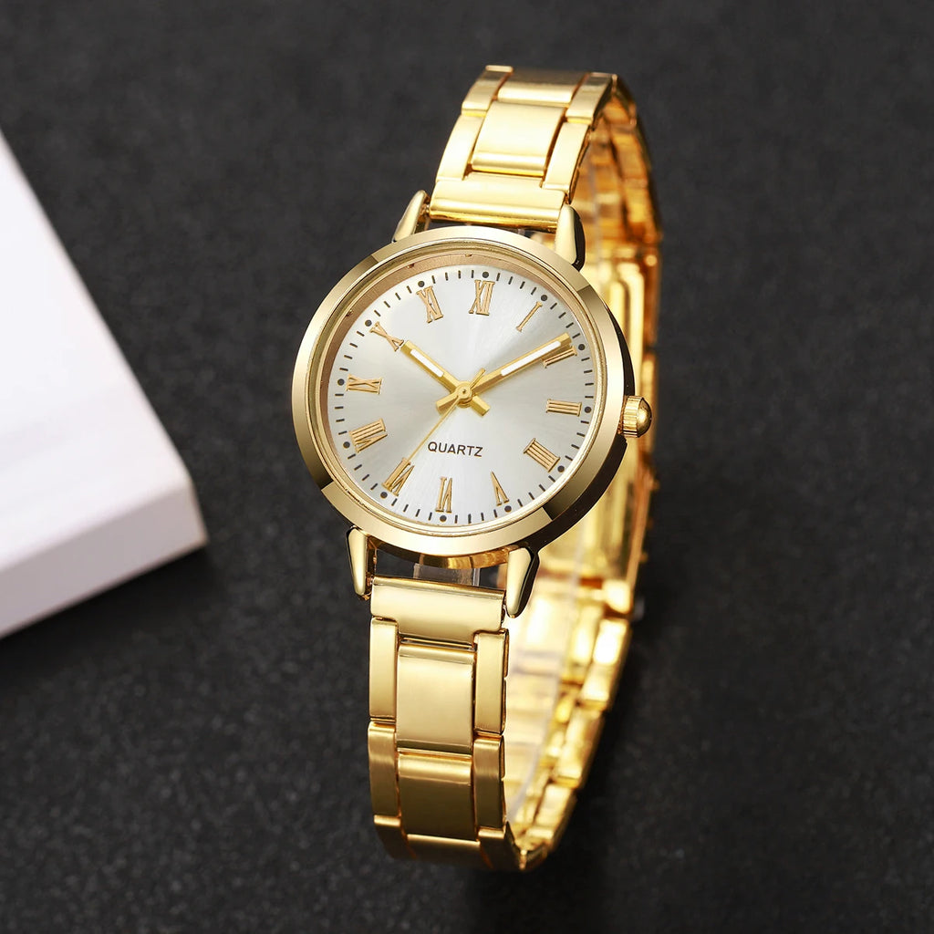 V248 Luxury Women's Watch & Rhinestone Jewelry Set (6-Piece)