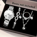 V248 Luxury Women's Watch & Rhinestone Jewelry Set (6-Piece)