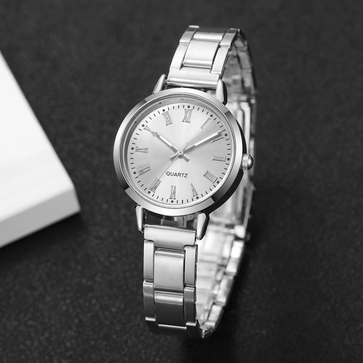 V248 Luxury Women's Watch & Rhinestone Jewelry Set (6-Piece)