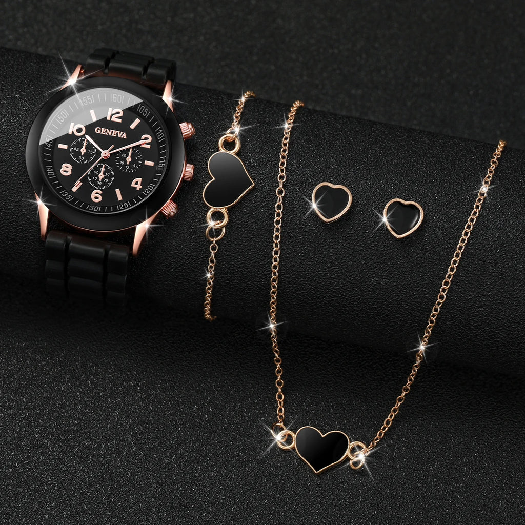 V248 Luxury Women's Quartz Watch & Jewelry Set